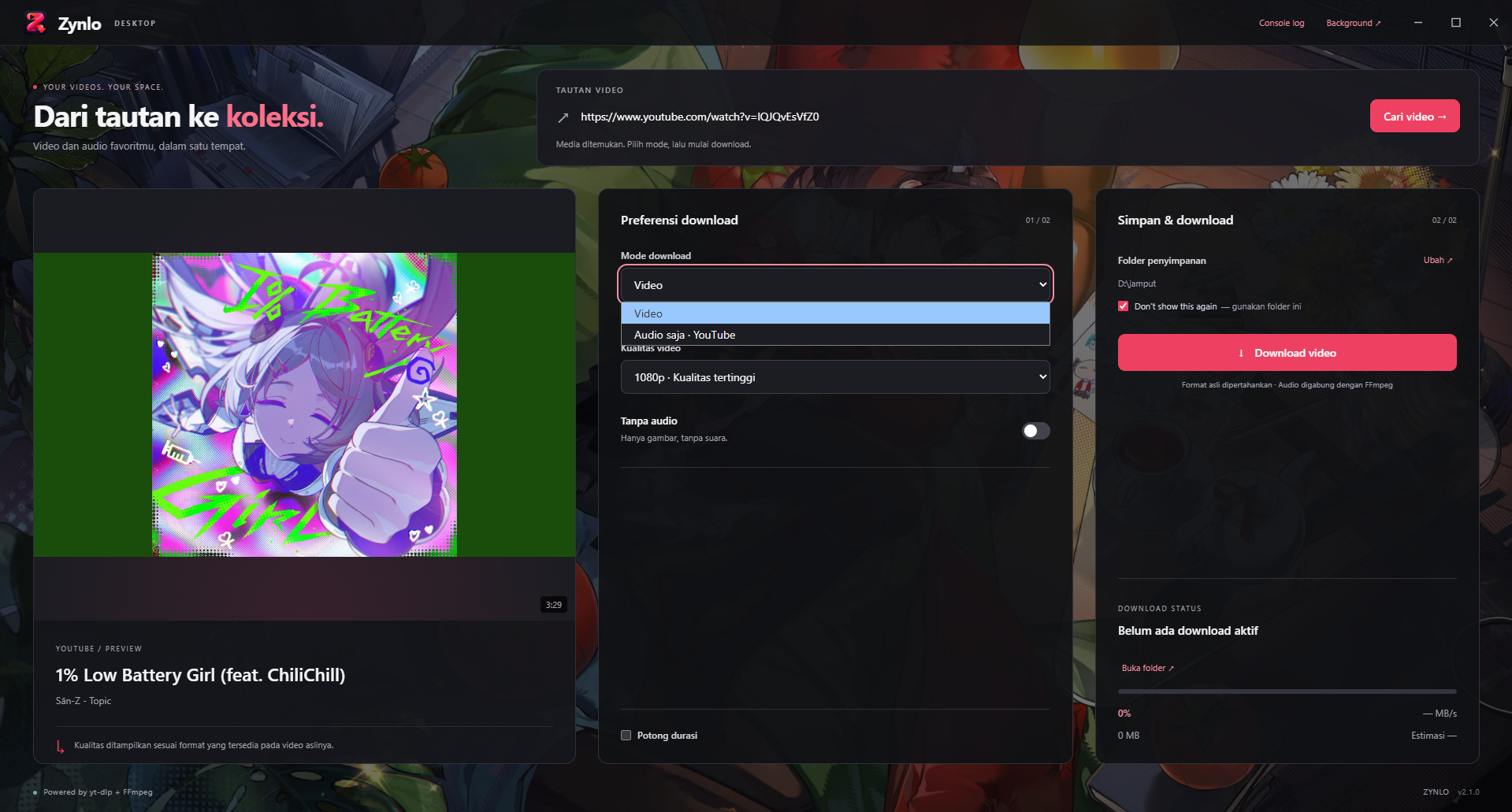 Zynlo: Preview media and choose your download mode